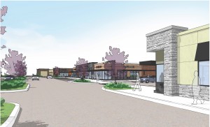 At-grade rendering of a retail concept for the site.