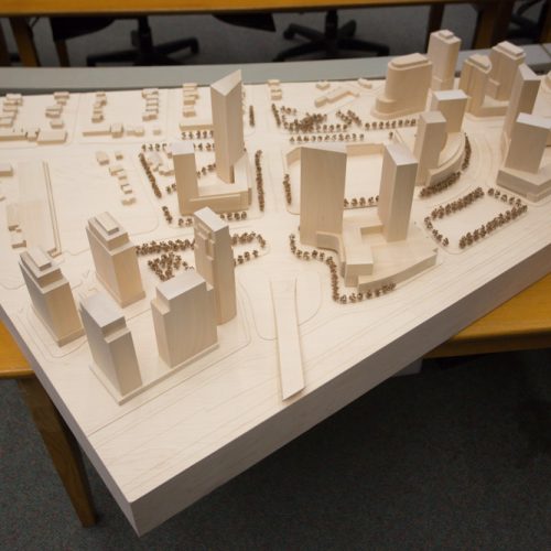 A 3D model of the Etobicoke Civic Centre design