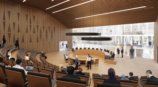 Interior view rendering of the Council Chamber