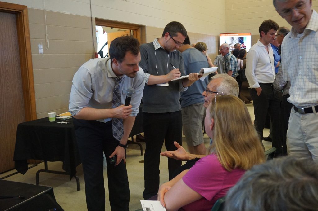 Aaron Cameron of Build Toronto engaging with community members at the Public Gathering Spaces Interactive Breakout Session