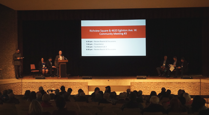 Councillor Campbell presenting at Community Meeting